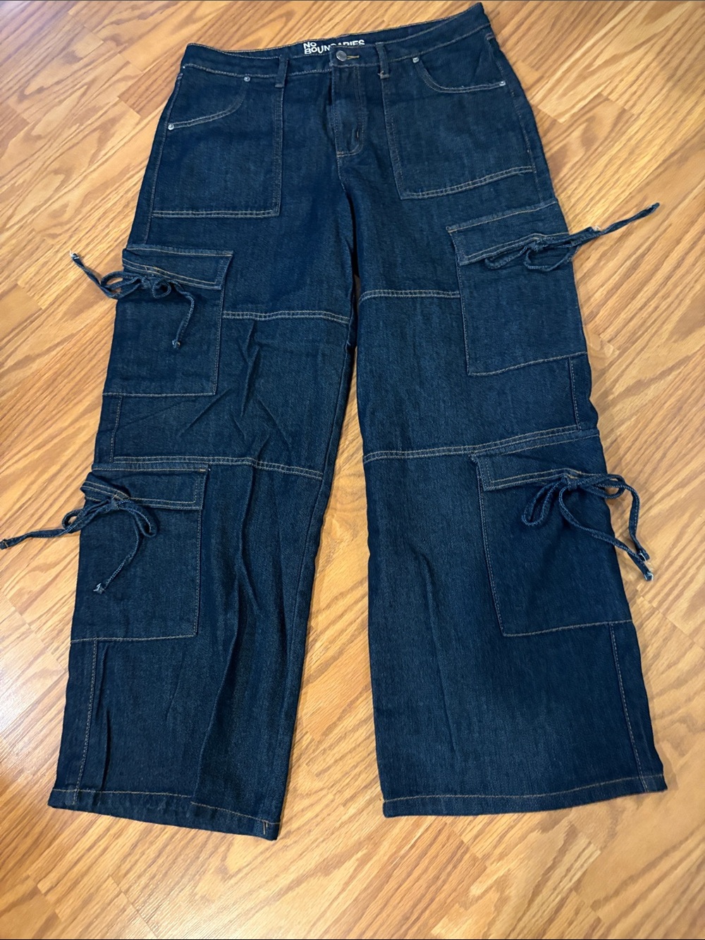 No Boundaries Dark Blue Denim Jeans with Contrast Stitching